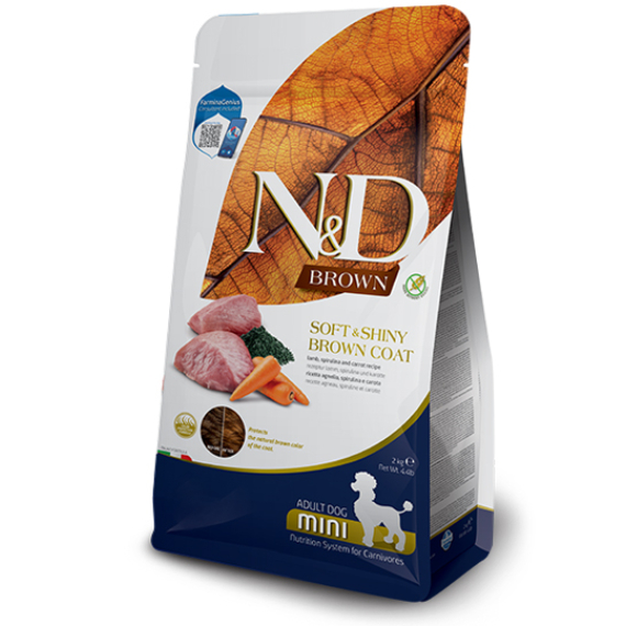 N&D Brown Dog bárány, spirulina&sárgarépa adult mini 2kg