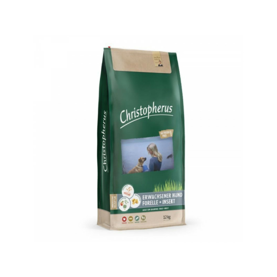 Christopherus Dog Adult Grain Free Pisztráng és rovar Small&medium 12kg