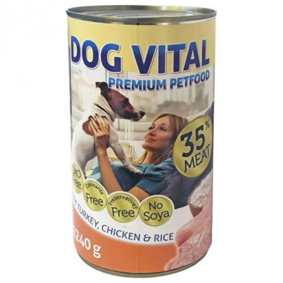 Dog Vital konzerv Turkey, Chicken & Rice1240gr