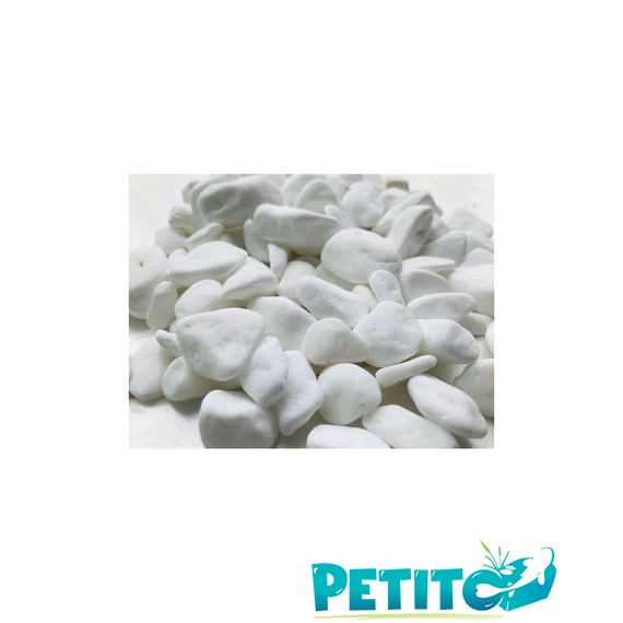 Fehér gyöngykavics akvárium dekoráció, aljzat - 750g, 15-30mm