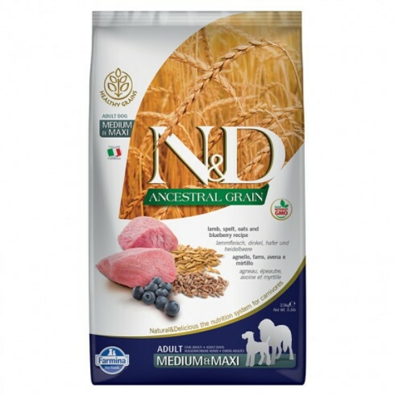 N&D Dog Ancestral Grain bárány, tönköly, zab&áfonya adult medium&maxi 2,5kg