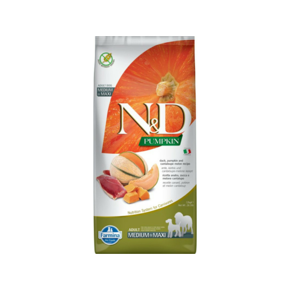 N&D Pumpkin Dog kacsa&sütőtök,sárgadinnye adult medium&maxi 12kg