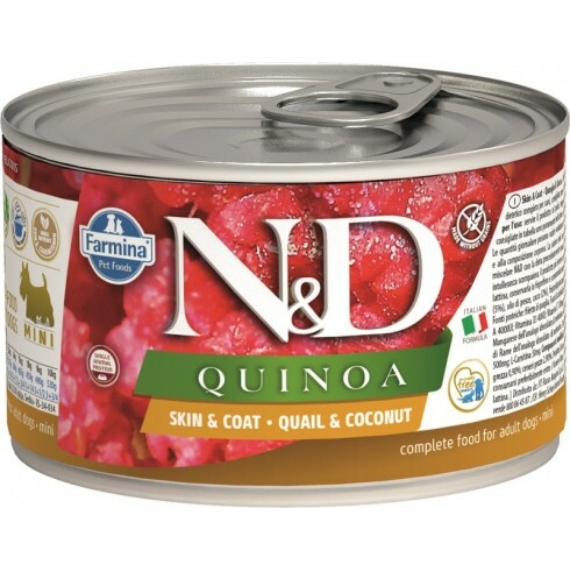 N&D Dog Quinoa konzerv fürj&kókusz adult mini 140g
