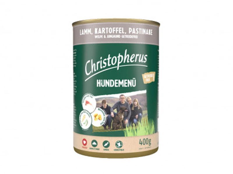 Christopherus Dog konzerv menü Junior bárány, burgonya, paszternák 400g