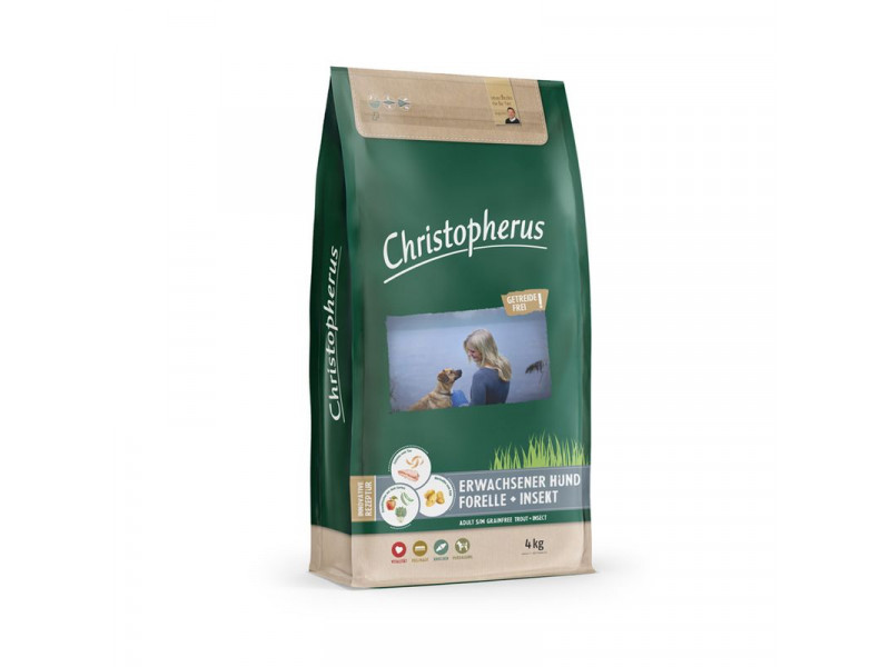 Christopherus Dog Adult Grain Free Pisztráng és rovar Small&medium 4kg