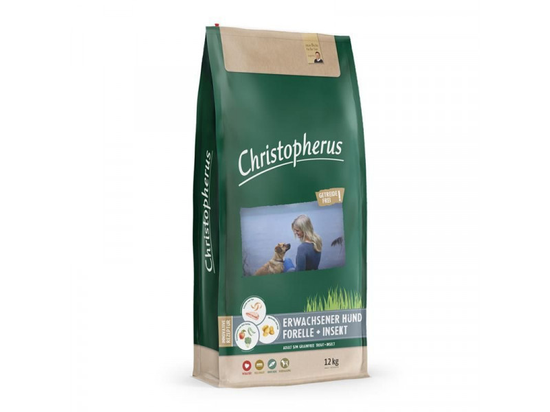 Christopherus Dog Adult Grain Free Pisztráng és rovar Small&medium 12kg