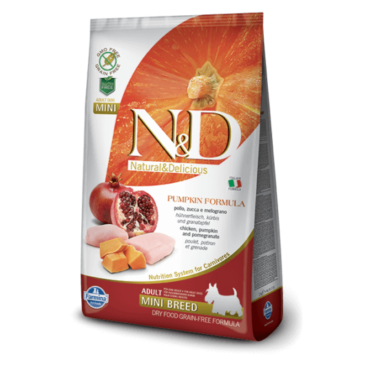 N&D Dog Grain Free csirke&gránátalma sütőtökkel adult mini 7kg